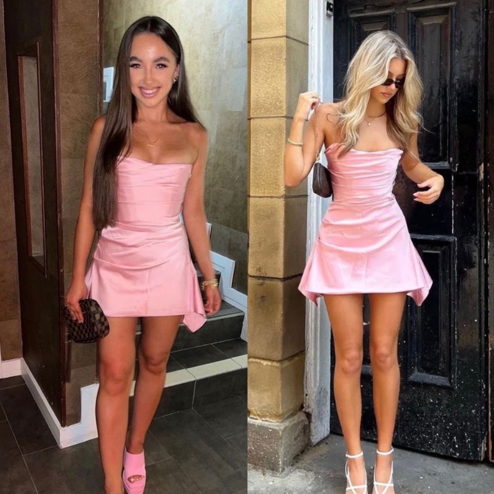 HOUSE OF CB 'Jasmine' Rose Pink Draped Strapless Corset Dress NWOT size XS - Picture 16 of 16